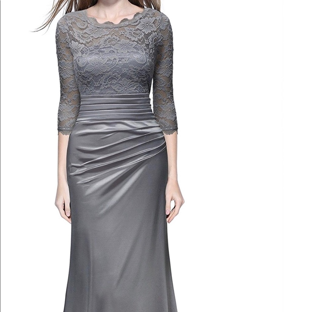 Gray Lace Bridesmaid or Mother of the Bride Dress